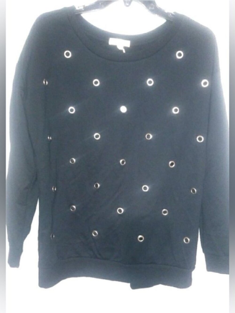 Ultra Flirt L Black Silver Grommet Top - New!